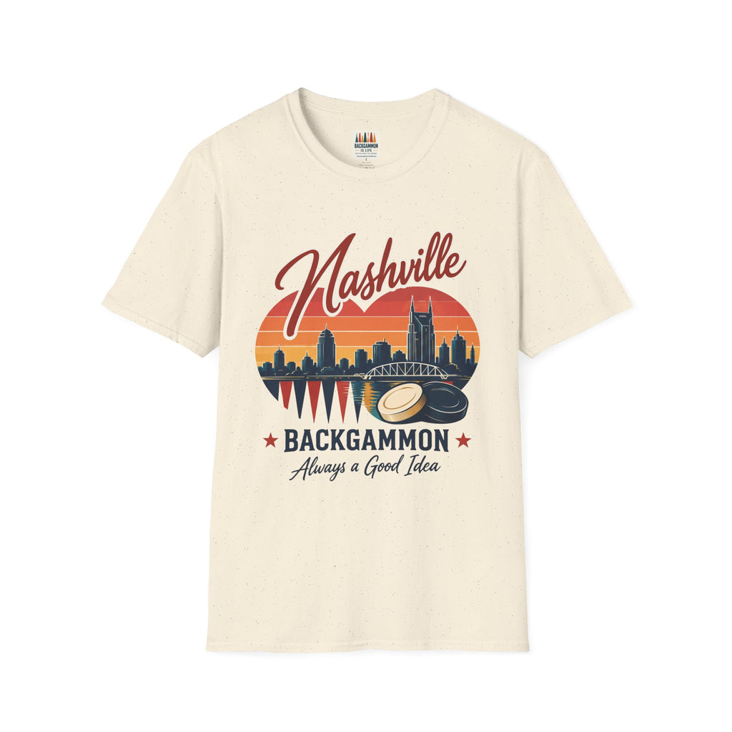 Nashville Backgammon T‑Shirt — Vintage Skyline Game Night Tee