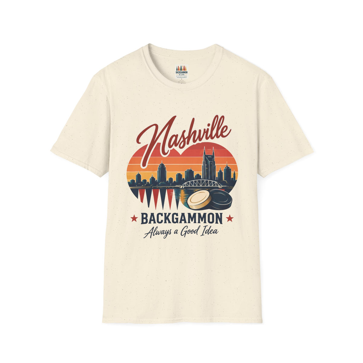 Nashville Backgammon T‑Shirt — Vintage Skyline Game Night Tee