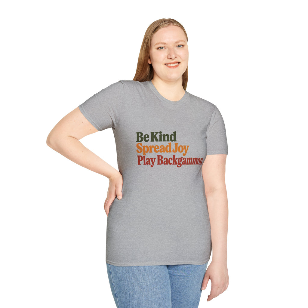 Backgammon T-Shirt — Be Kind Spread Joy Play Backgammon Tee