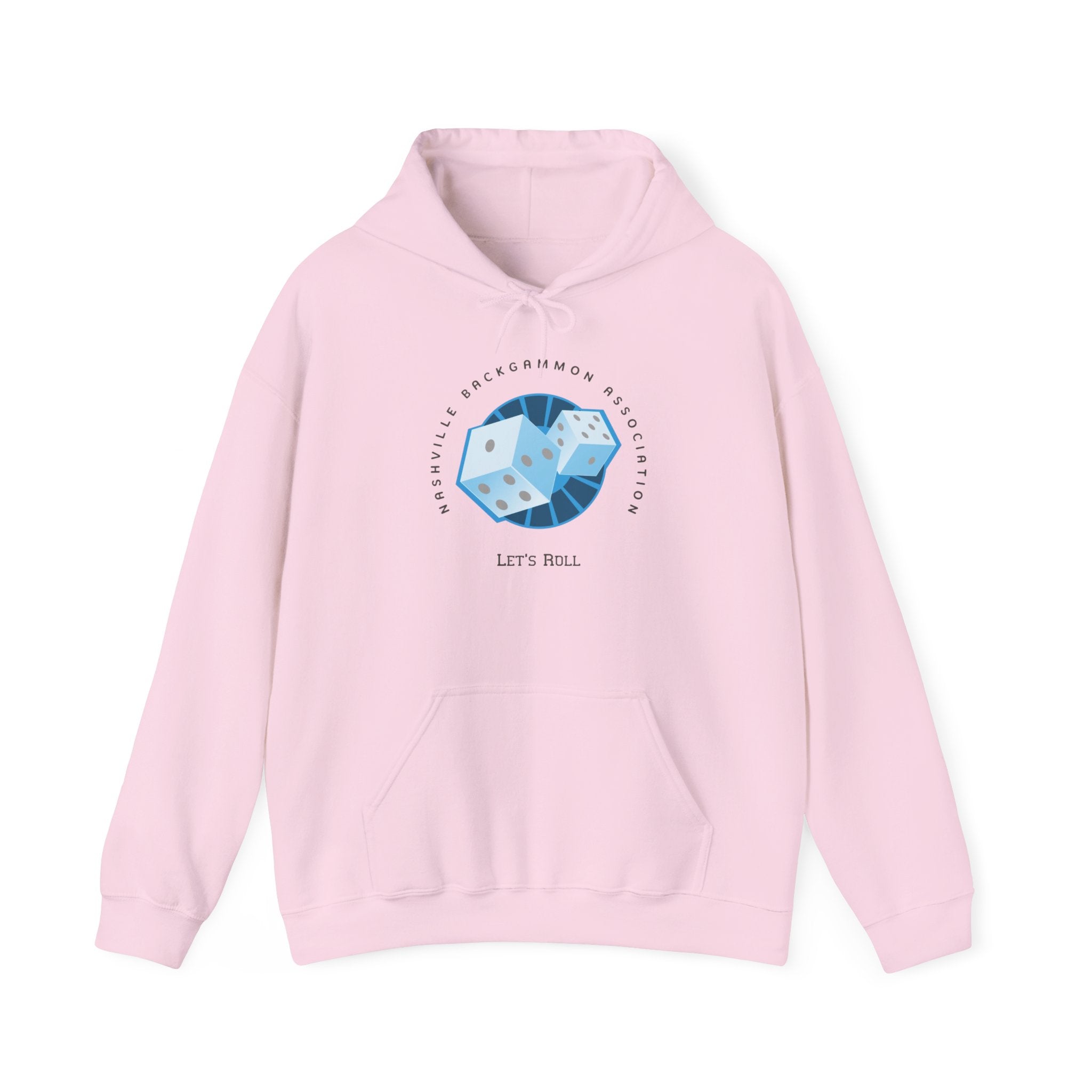 Nashville Backgammon Association Hoodie - 'Let's Roll' Blue Dice Graphic Gaming