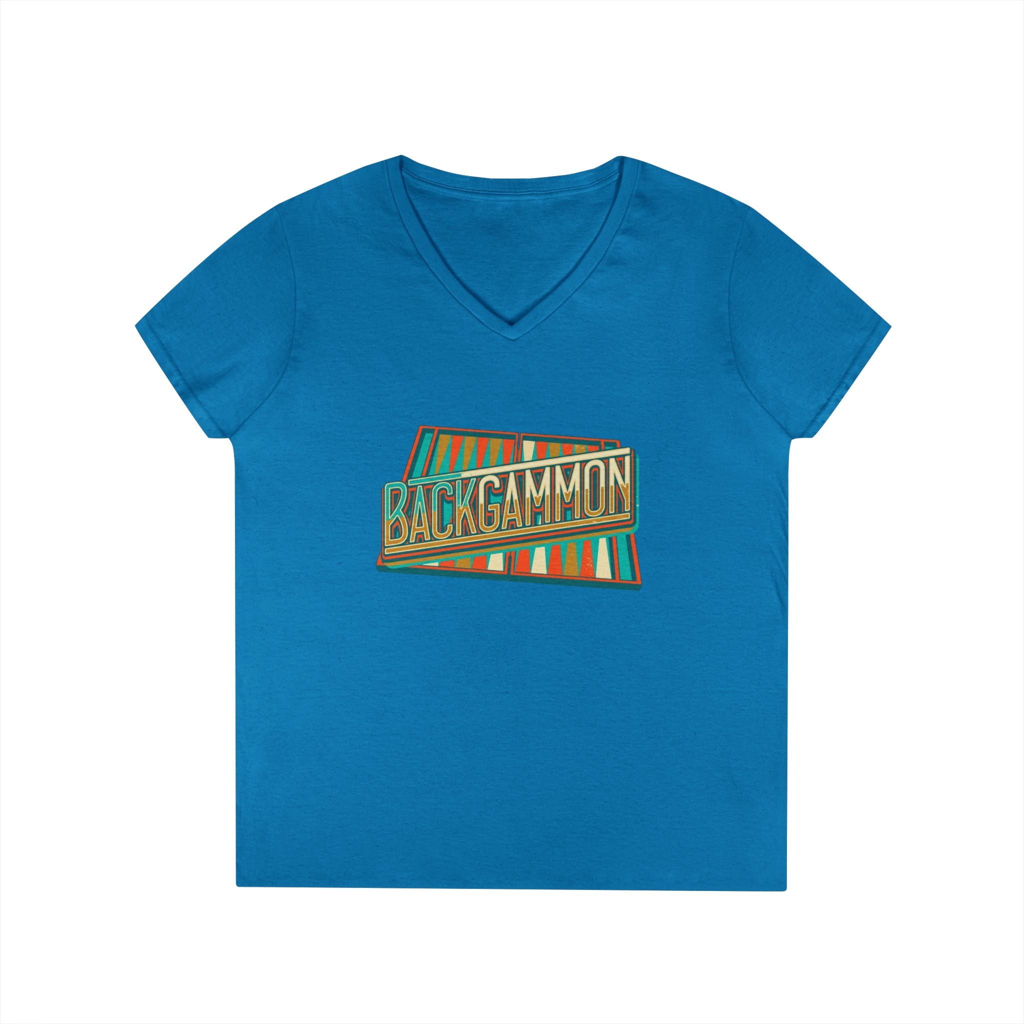 Backgammon Vintage Ladies' V-Neck T-Shirt — Retro Board Game Shirt for Women