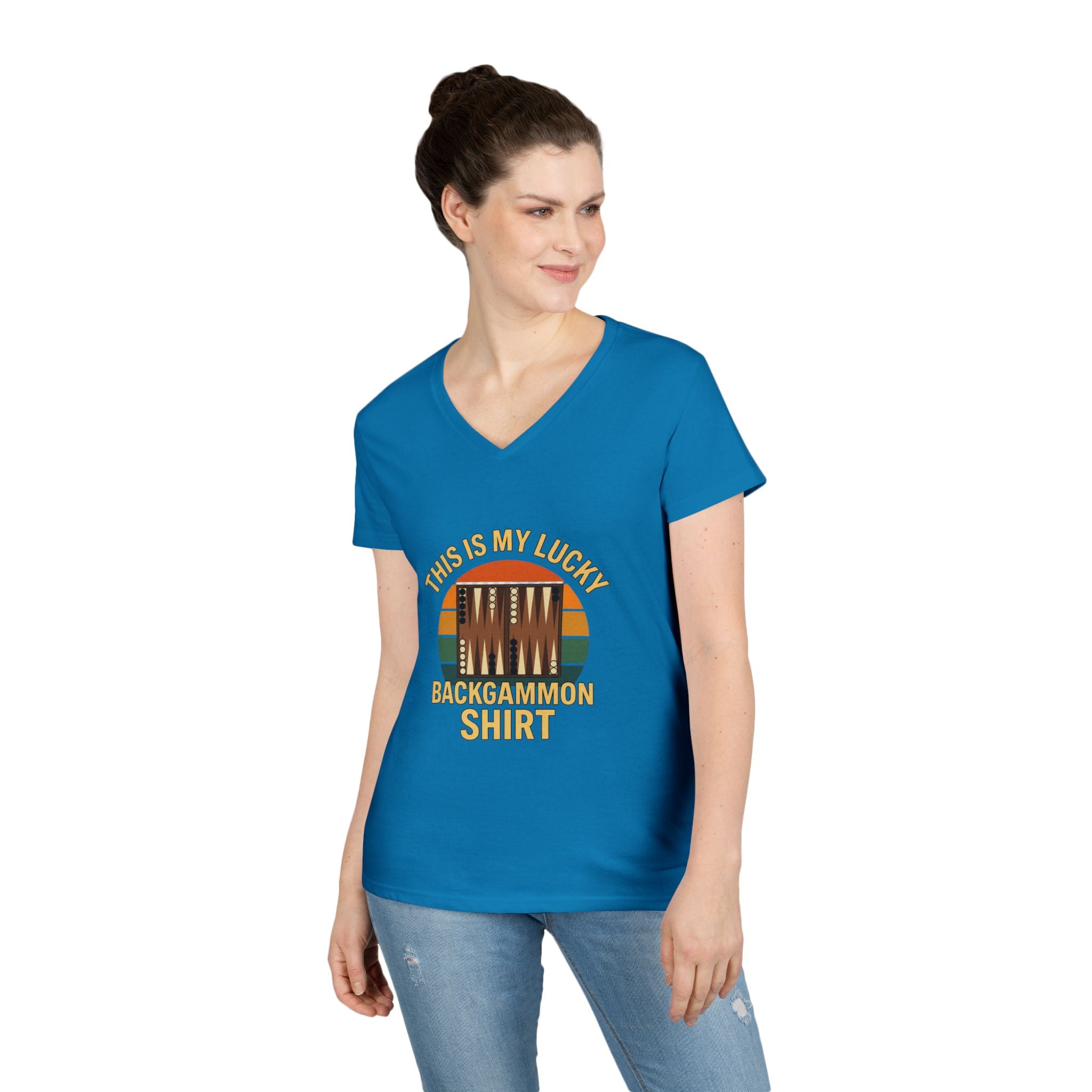This Is My Lucky Backgammon Shirt Ladies' V-Neck T-Shirt