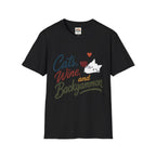 Cats, Wine & Backgammon T-Shirt — Funny Cat Lover Graphic Tee
