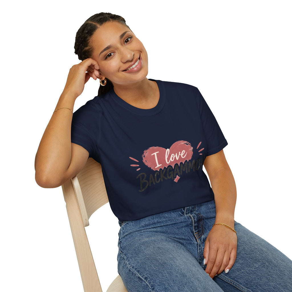 Backgammon Heart T-Shirt — "I Love Backgammon" Casual Tee