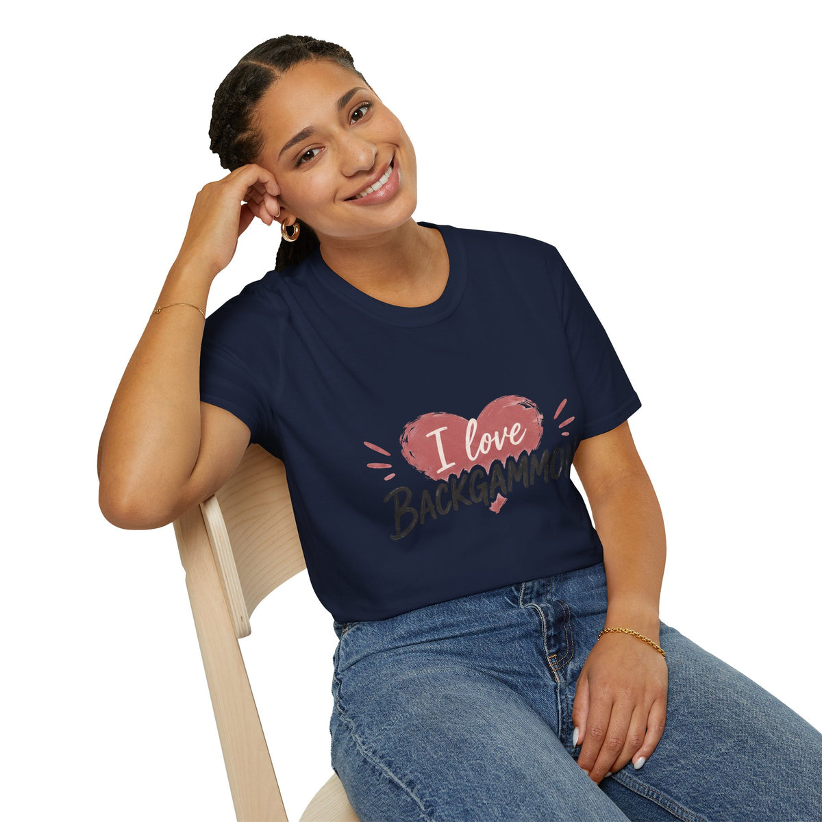 Backgammon Heart T-Shirt — "I Love Backgammon" Casual Tee