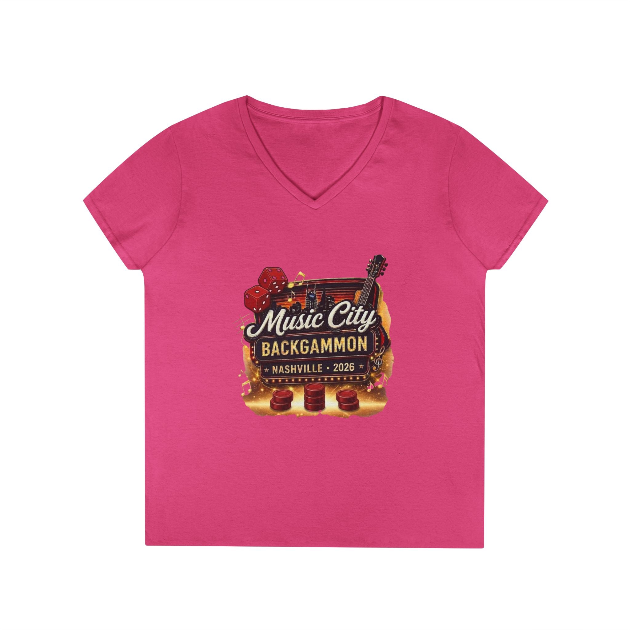 Music City Backgammon Nashville 2026 — Ladies' V-Neck T-Shirt