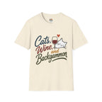 Cats, Wine & Backgammon T-Shirt — Funny Cat Lover Graphic Tee