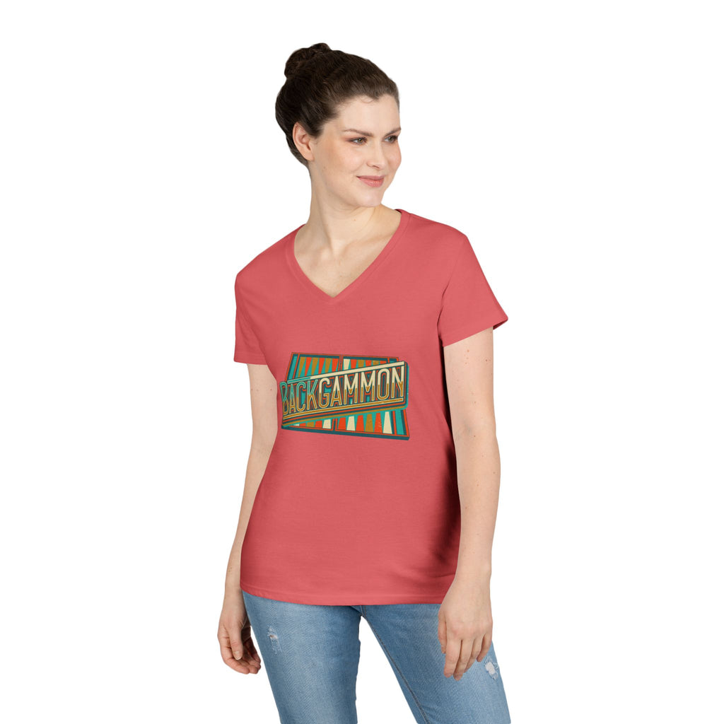 Backgammon Vintage Ladies' V-Neck T-Shirt — Retro Board Game Shirt for Women