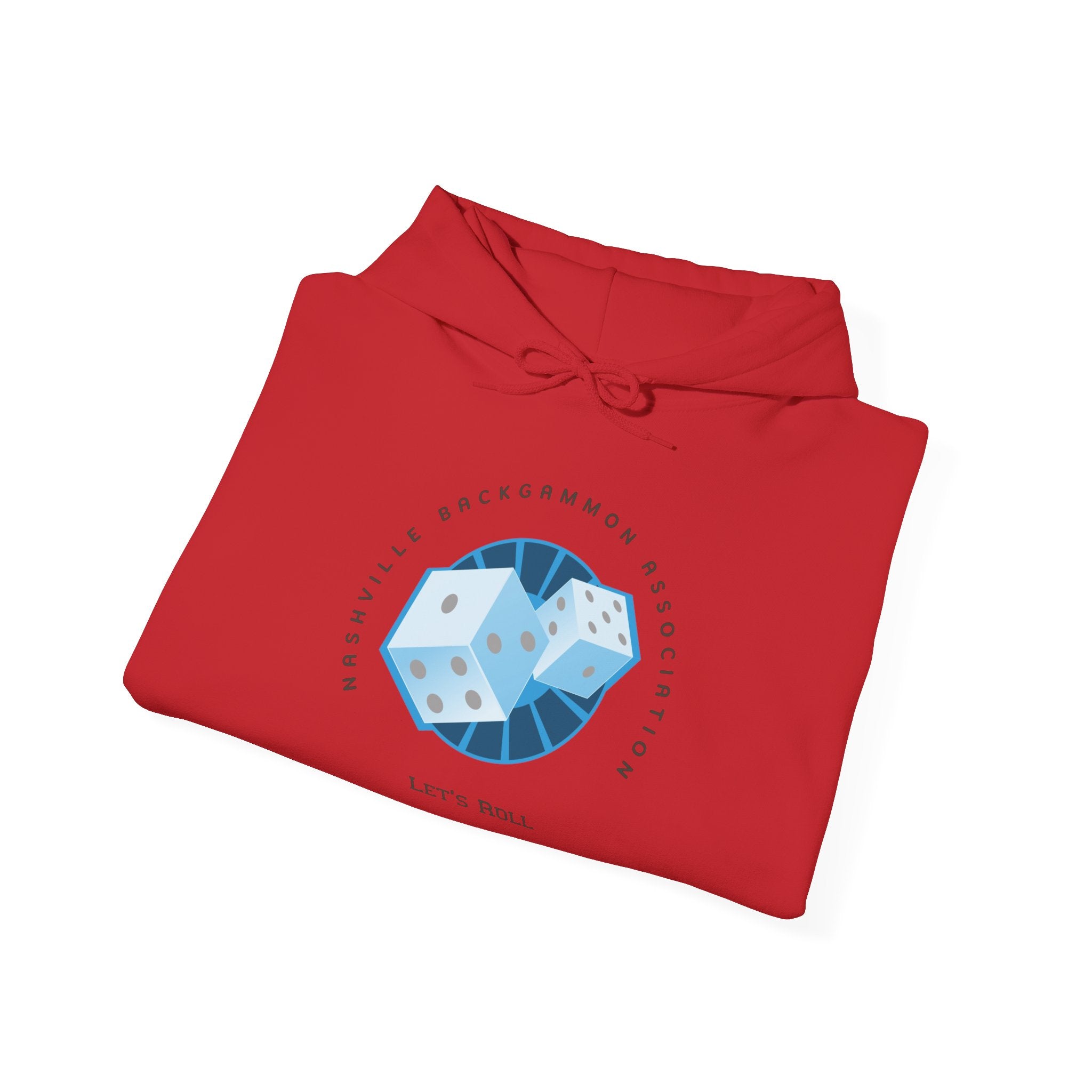 Nashville Backgammon Association Hoodie - 'Let's Roll' Blue Dice Graphic Gaming