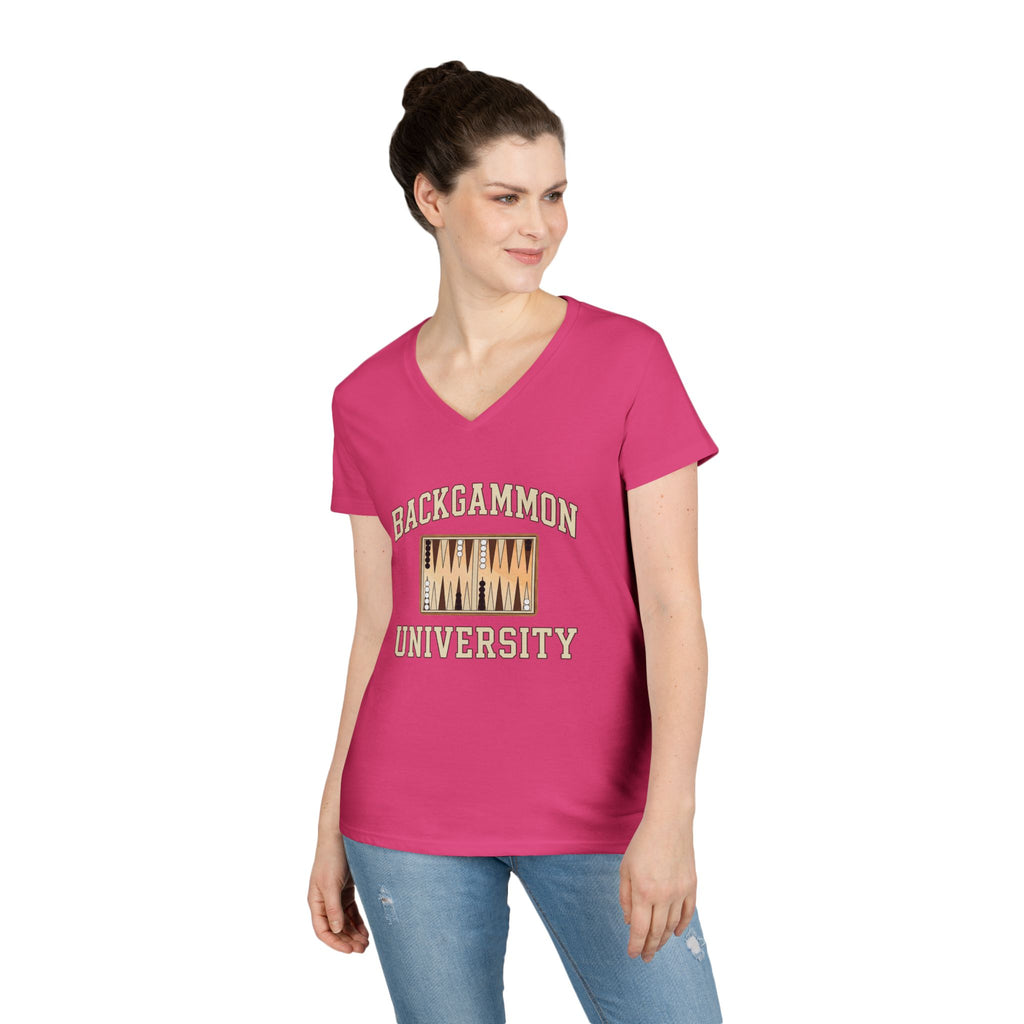 Backgammon University 2 Ladies' V-Neck T-Shirt — Backgammon Board Graphic Tee