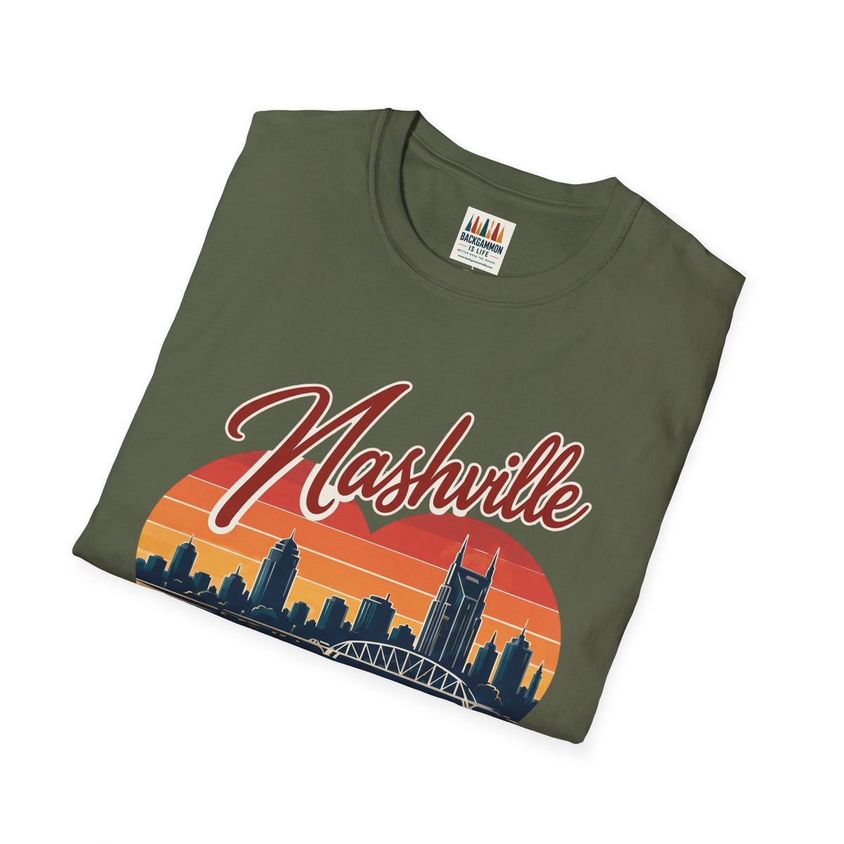 Nashville Backgammon T‑Shirt — Vintage Skyline Game Night Tee