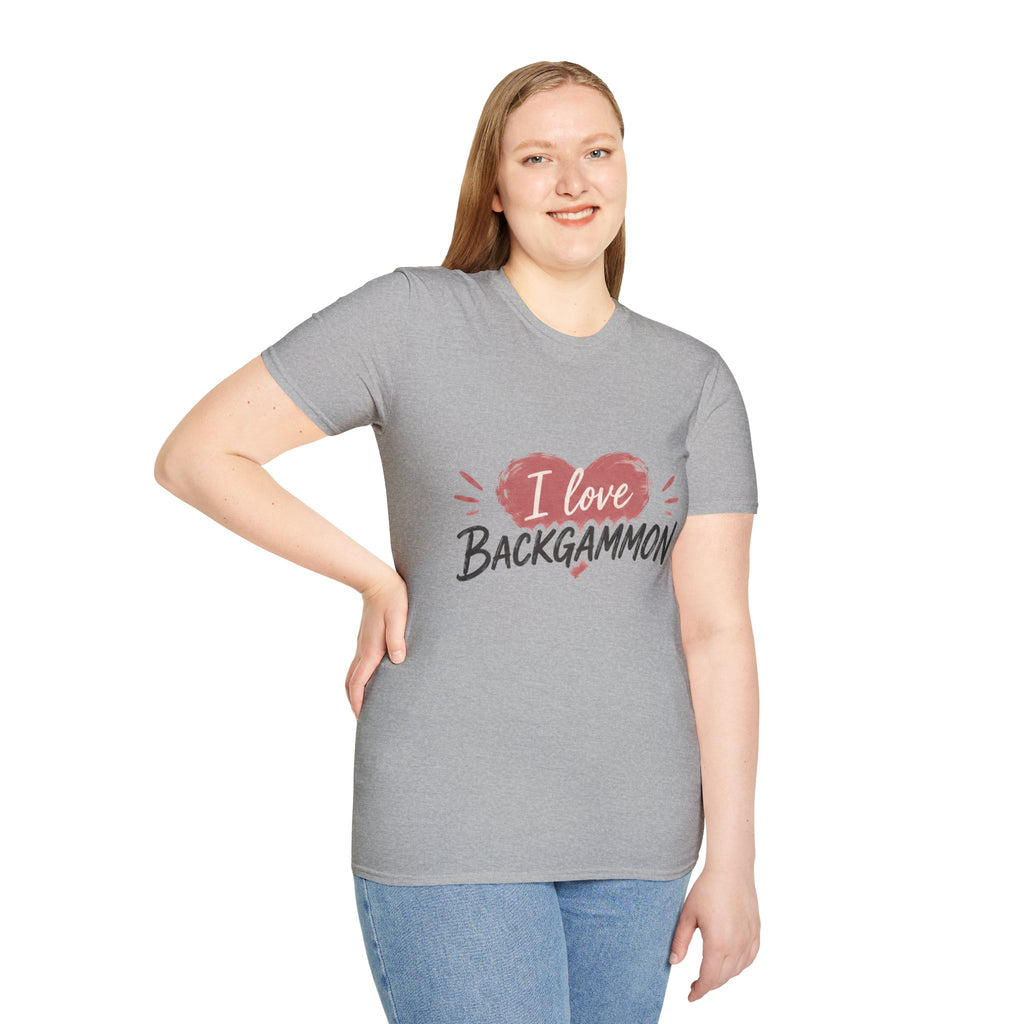 Backgammon Heart T-Shirt — "I Love Backgammon" Casual Tee