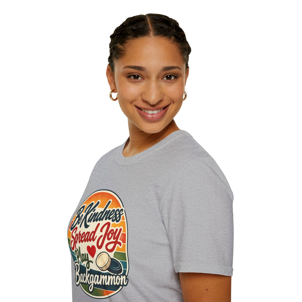 Backgammon T-Shirt — “Be Kindness Spread Joy Play Backgammon 2” Retro Graphic Tee