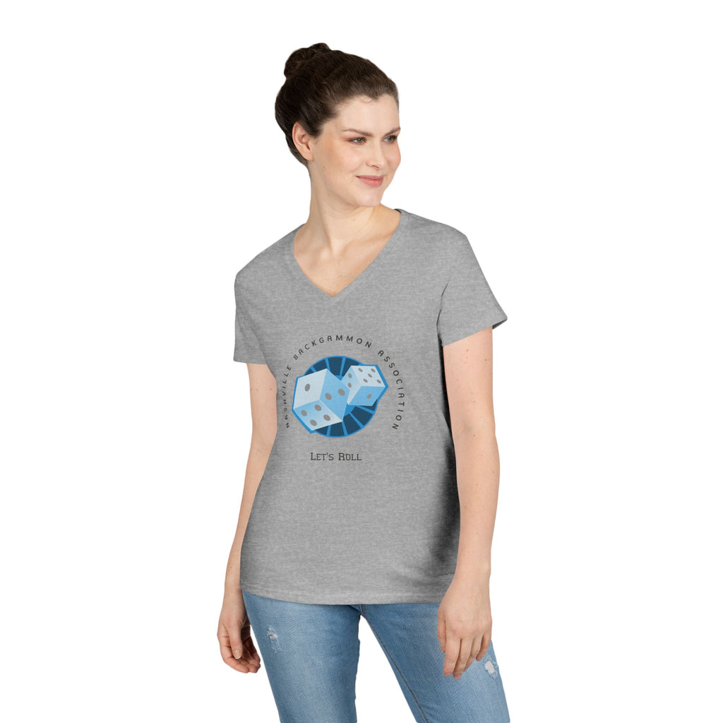 Nashville Backgammon Association Ladies' V-Neck T-Shirt — 'Let's Roll'  Gaming Tee