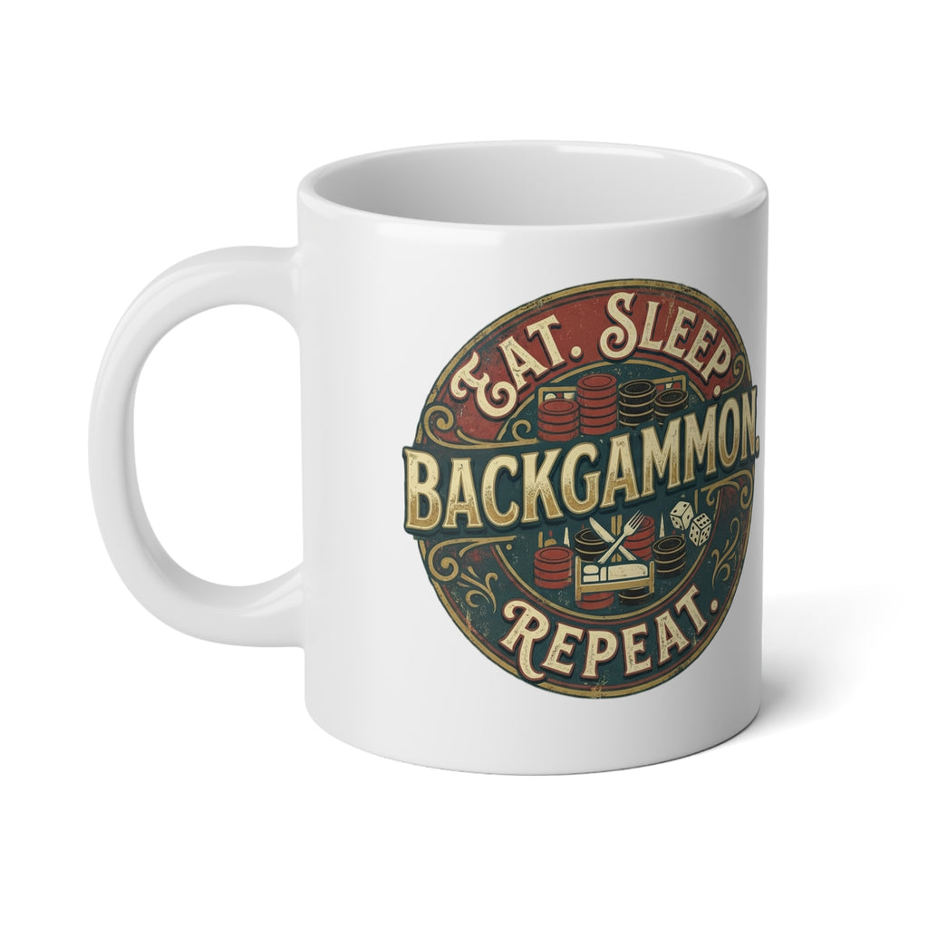 Eat. Sleep. Backgammon. Repeat. Jumbo Mug, 20oz