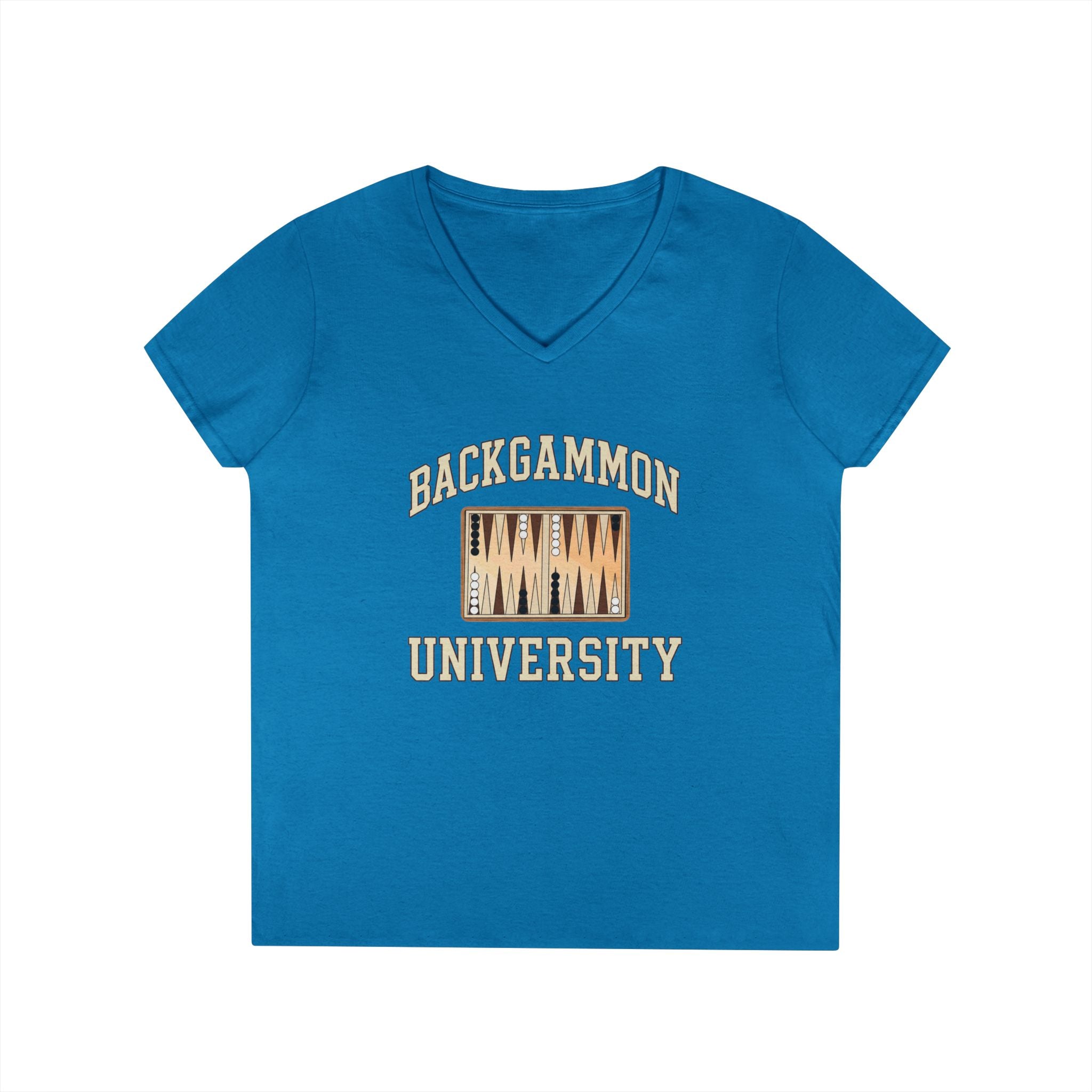 Backgammon University 2 Ladies' V-Neck T-Shirt — Backgammon Board Graphic Tee