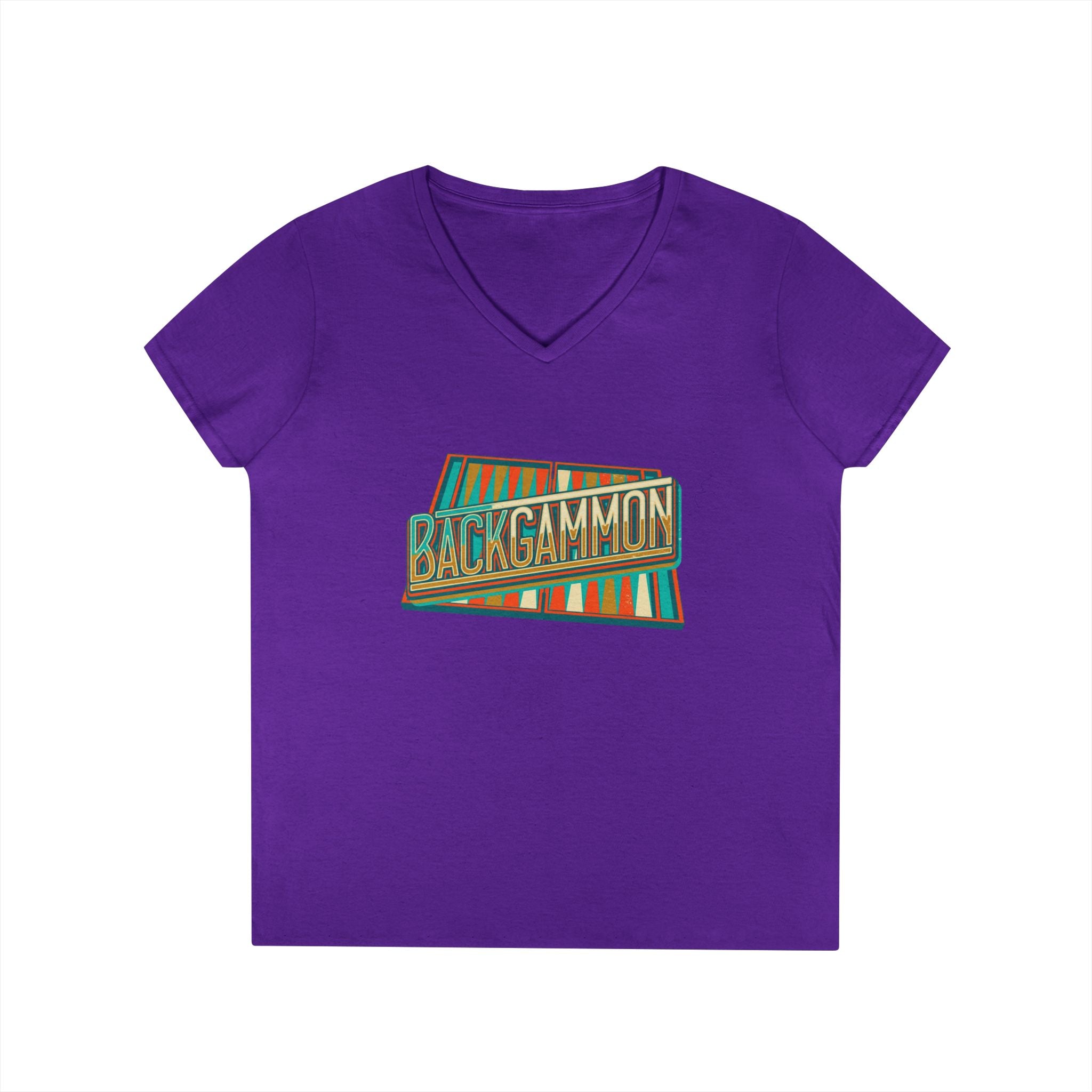 Backgammon Vintage Ladies' V-Neck T-Shirt — Retro Board Game Shirt for Women